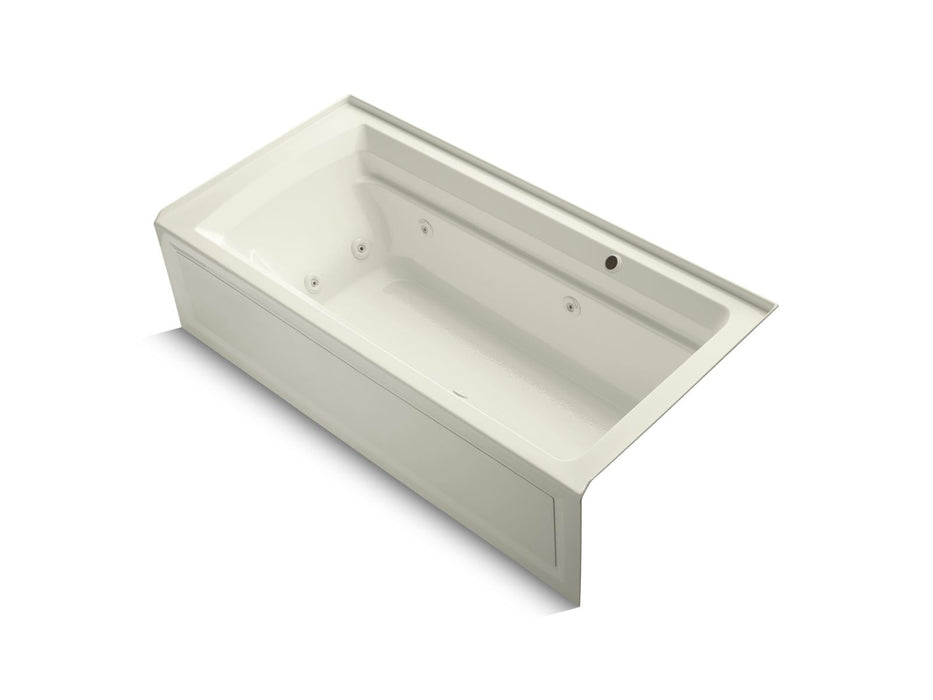 KOHLER K-1124-RAW Archer 72" x 36" alcove whirlpool bath with Bask heated surface, right drain
