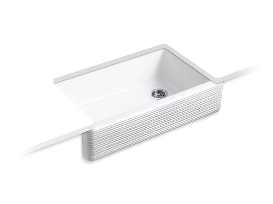 KOHLER K-6351 Hayridge Whitehaven 35-11/16" undermount single-bowl farmhouse kitchen sink
