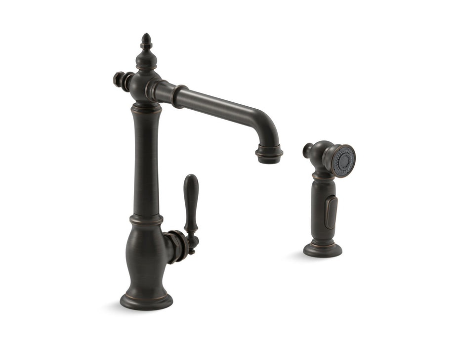 KOHLER K-99265 Artifacts Single-handle kitchen sink faucet with side sprayer