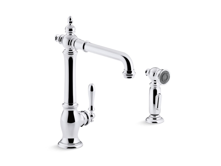 KOHLER K-99265 Artifacts Single-handle kitchen sink faucet with side sprayer