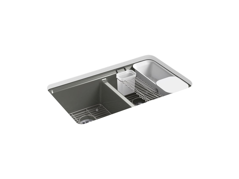 KOHLER K-8679-5UA3 Riverby 33" undermount double-bowl workstation kitchen sink