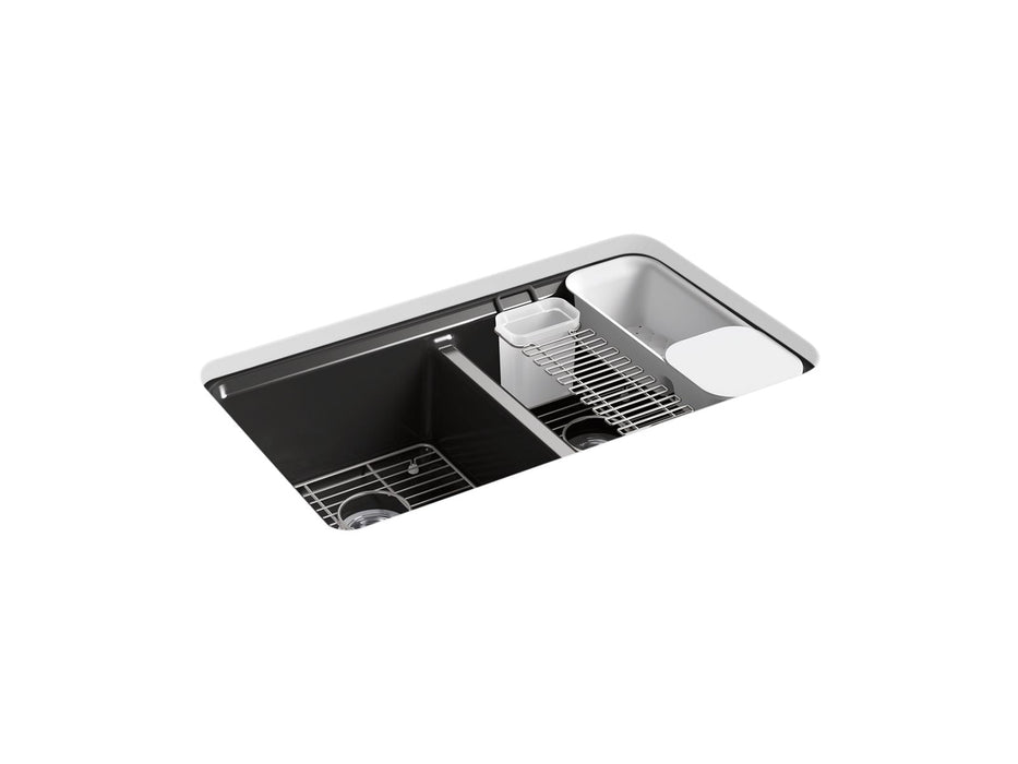 KOHLER K-8679-5UA3 Riverby 33" undermount double-bowl workstation kitchen sink