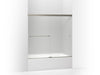 KOHLER K-707000-D3 Revel Sliding bath door, 55-1/2" H x 56-5/8 - 59-5/8" W, with 1/4" thick Frosted glass