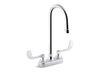 KOHLER K-400T70-5ANA Triton Bowe 0.5 gpm centerset bathroom sink faucet with aerated flow, gooseneck spout and wristblade handles, drain not included