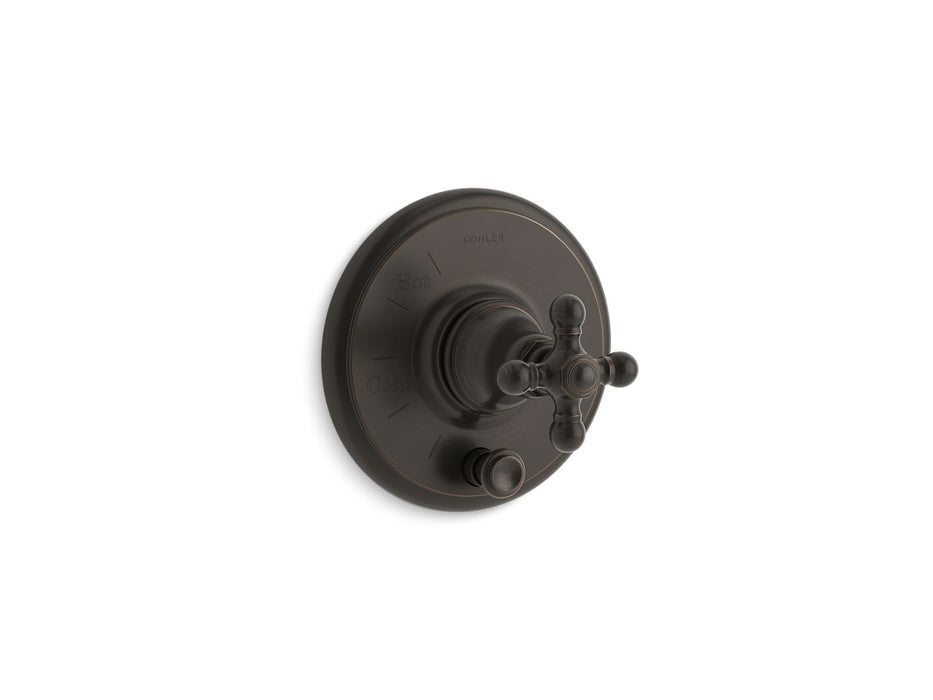KOHLER K-T72768-3 Artifacts Rite-Temp valve trim with push-button diverter and cross handle