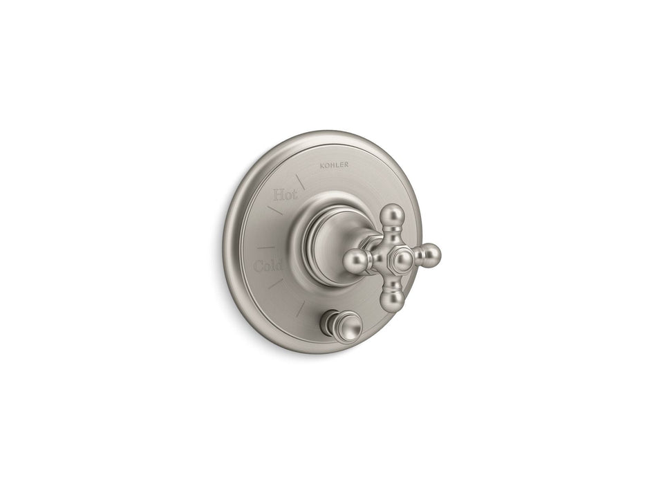 KOHLER K-T72768-3 Artifacts Rite-Temp valve trim with push-button diverter and cross handle