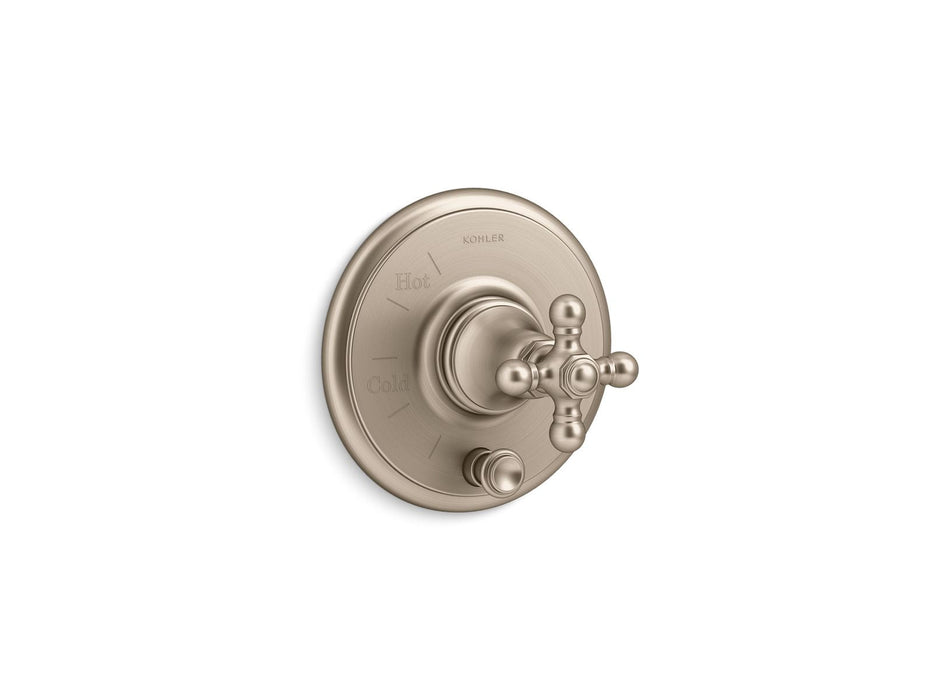 KOHLER K-T72768-3 Artifacts Rite-Temp valve trim with push-button diverter and cross handle