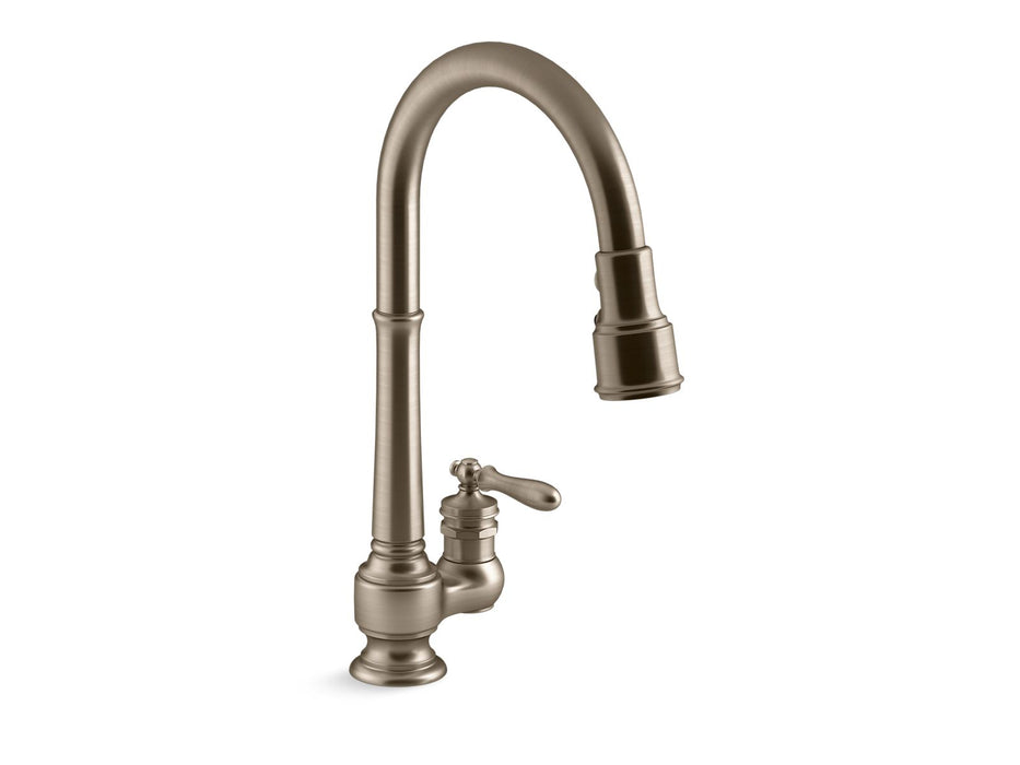 KOHLER K-99260 Artifacts Pull-down kitchen sink faucet with three-function sprayhead
