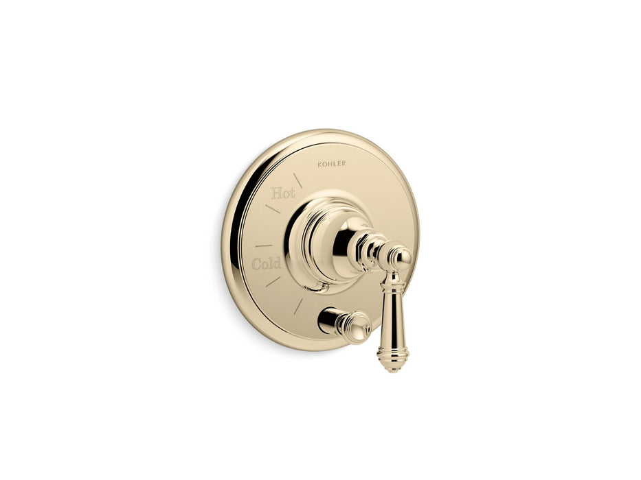 KOHLER K-T72768-4 Artifacts Rite-Temp valve trim with push-button diverter and lever handle
