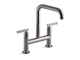 KOHLER K-7547-4 Purist Two-hole bridge kitchen sink faucet