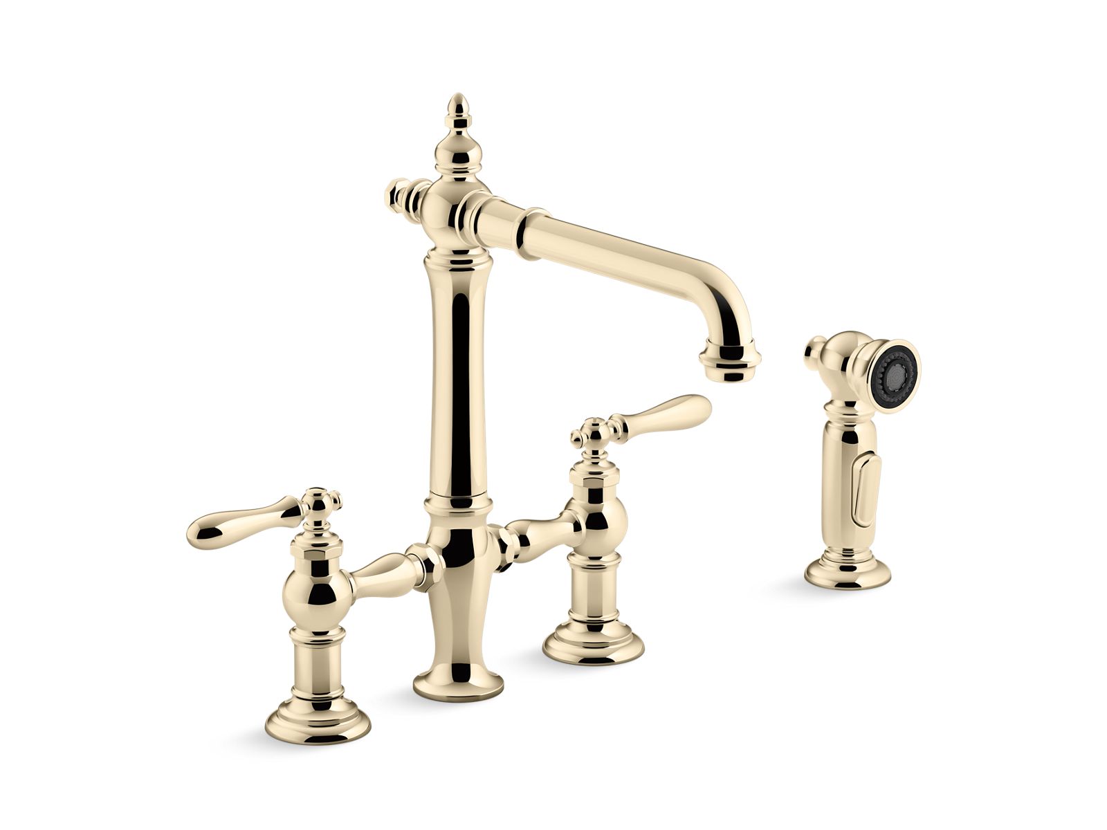 KOHLER Artifacts Two-hole bridge kitchen sink faucet with