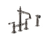 KOHLER K-76520-4 Artifacts Two-hole bridge bar sink faucet with side sprayer