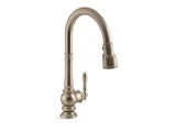 KOHLER K-99259 Artifacts Pull-down kitchen sink faucet with three-function sprayhead