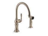 KOHLER K-99262 Artifacts Single-handle kitchen sink faucet with two-function sprayhead