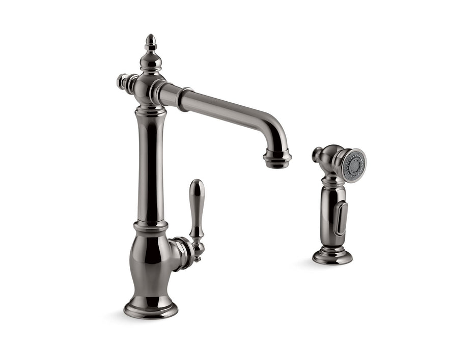 KOHLER K-99265 Artifacts Single-handle kitchen sink faucet with side sprayer