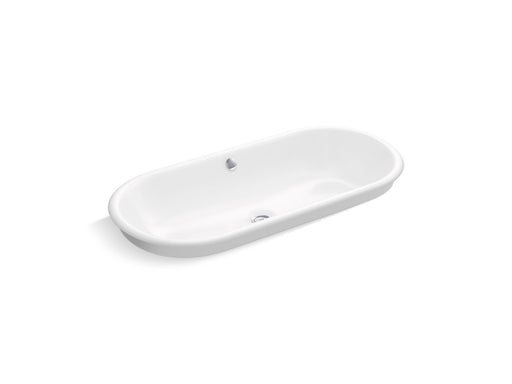 KOHLER K-20213-W Iron Plains 33" oval drop-in/undermount/vessel bathroom sink with White painted underside