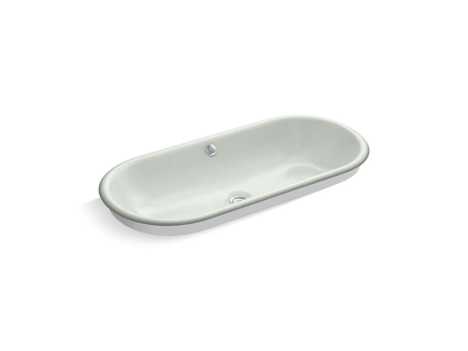 KOHLER K-20213-W Iron Plains 33" oval drop-in/undermount/vessel bathroom sink with White painted underside