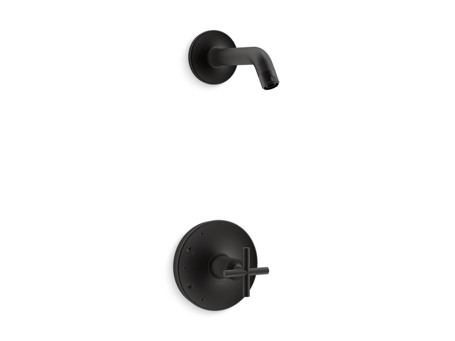 KOHLER Purist Rite-Temp shower trim kit with cross handle, without showerhead