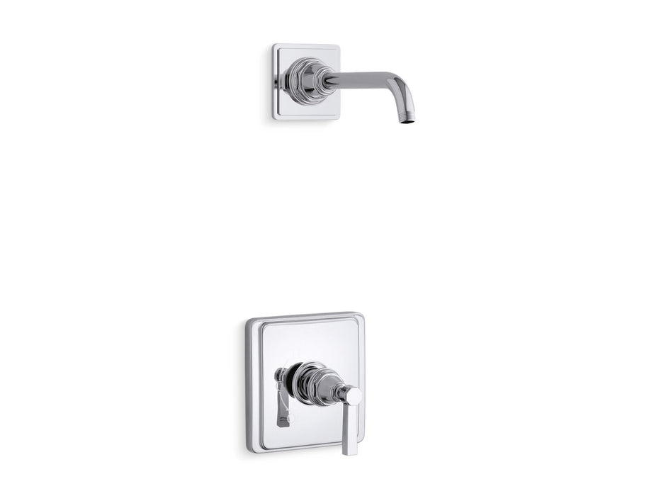 KOHLER K-TLS13134-4A Pinstripe Pure Rite-Temp shower trim kit with lever handle, without showerhead