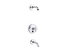 KOHLER Purist Rite-Temp bath and shower trim kit with push-button diverter and cross handle, without showerhead