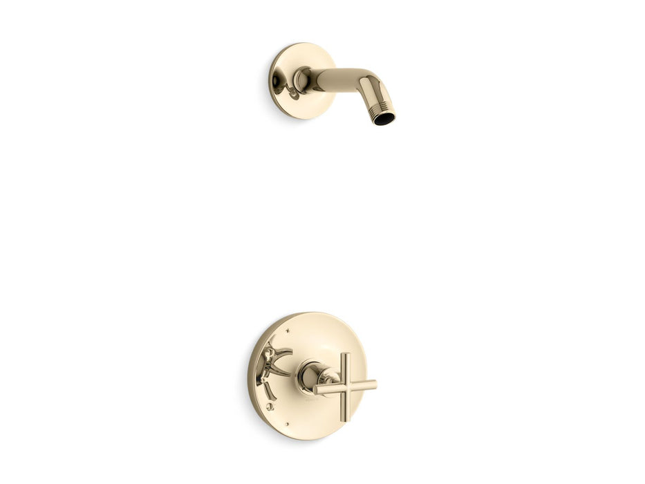 KOHLER Purist Rite-Temp shower trim kit with cross handle, without showerhead