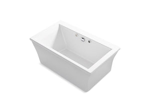 KOHLER K-24019-GHW Stargaze 60" x 34" freestanding Heated BubbleMassage air bath with Bask heated surface and fluted shroud