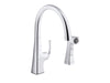 KOHLER K-22064 Graze Single-handle kitchen sink faucet with two-function side sprayer