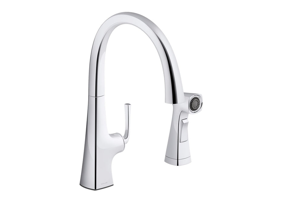 KOHLER K-22064 Graze Single-handle kitchen sink faucet with two-function side sprayer