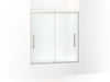 KOHLER K-707602-8D3 Pleat Frameless sliding bath door, 63-9/16" H x 54-5/8 - 59-5/8" W, with 5/16" thick Frosted glass