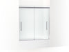 KOHLER K-707602-8D3 Pleat Frameless sliding bath door, 63-9/16" H x 54-5/8 - 59-5/8" W, with 5/16" thick Frosted glass