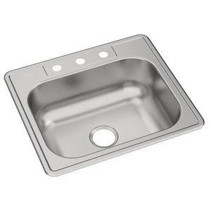Elkay Dayton Stainless Steel 25" x 22" x 8-1/16", 3-Hole Single Bowl Drop-in Sink