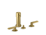 Composed Widespread bidet faucet with lever handles
