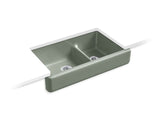 Whitehaven Smart Divide 35-1/2" undermount double-bowl farmhouse kitchen sink with short apron