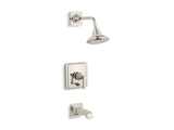 KOHLER K-T13133-4A Pinstripe Pure Rite-Temp bath and shower trim kit with push-button diverter and lever handle, 2.5 gpm