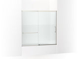 KOHLER K-707618-8G81 Elate Sliding bath door, 56-3/4" H x 56-1/4 - 59-5/8" W with heavy 5/16" thick Crystal Clear glass with privacy band