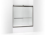 KOHLER K-706004-L Levity Sliding bath door, 62" H x 56-5/8 - 59-5/8" W, with 1/4" thick Crystal Clear glass
