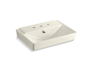 KOHLER 5027-8-0 Rêve 23" Pedestal Bathroom Sink Basin With 8" Widespread Faucet Holes in White