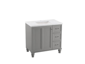 KOHLER K-CM99520-BD1 Damask 36" bathroom vanity cabinet with sink and quartz top