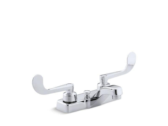 KOHLER 7401-5N-CP Triton 0.5 Gpm Centerset Commercial Bathroom Sink Faucet With Pop-Up Drain And Wristblade Lever Handles in Polished Chrome