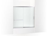 KOHLER K-707609-6D3 Elate Sliding bath door, 56-3/4" H x 56-1/4 - 59-5/8" W, with 1/4" thick Frosted glass