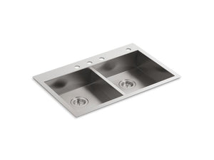 KOHLER K-3996-4 Vault 33" top-/undermount double-bowl kitchen sink