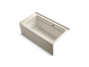 KOHLER K-1122-RAW-47 Archer 60" x 32" alcove whirlpool with Bask heated surface, integral apron, integral flange and right-hand drain