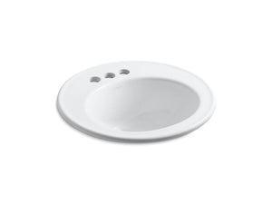 KOHLER K-2202-4 Brookline 19" diameter drop-in bathroom sink with 4" centerset faucet holes