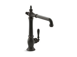 KOHLER K-99266 Artifacts single-hole kitchen sink faucet with 13-1/2" swing spout, Victorian spout design