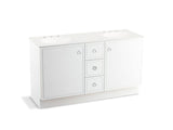KOHLER K-99511-TKSD-1WA Jacquard 60" bathroom vanity cabinet with toe kick, 2 doors and 3 drawers, split top drawer