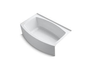 KOHLER K-1100-RAW Expanse 60" x 32" curved alcove bath with Bask heated surface and right-hand drain