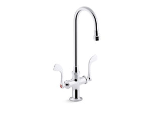 KOHLER K-100T70-5ANL Triton Bowe 0.5 gpm monoblock gooseneck bathroom sink faucet with laminar flow and wristblade handles, drain not included