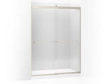 KOHLER 706019-L-NX Levity Sliding Shower Door, 82" H X 56-5/8 - 59-5/8" W, With 3/8" Thick Crystal Clear Glass And Square Towel Bar in Brushed Nickel