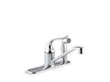 KOHLER 15173-F-CP Coralais Three-Hole Kitchen Sink Faucet With 8-1/2" Spout, Matching Finish Sidespray Through Escutcheon And Lever Handle in Polished Chrome