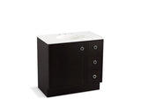 KOHLER K-99507-TKR-1WU Jacquard 36" bathroom vanity cabinet with toe kick, 1 door and 3 drawers on right